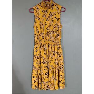 Nanette Nanette Lepore Colonel Mustard Pleated High Neck Dress Sz 6